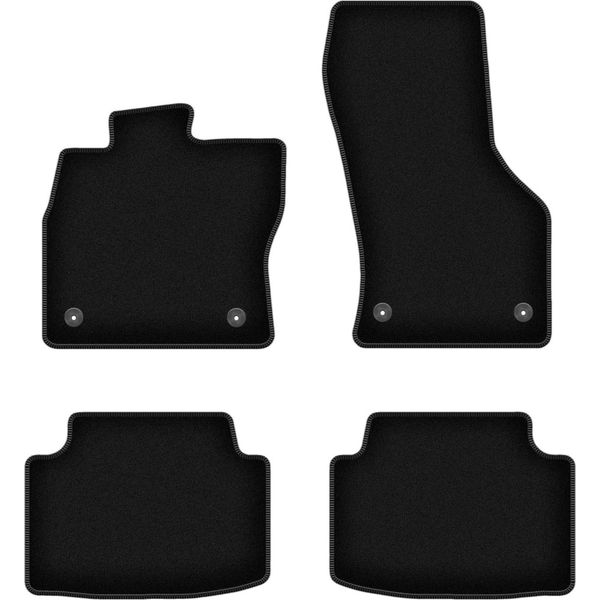 Tappetini In Velluto Per Skoda Octavia Iii (2012-2020, Liftback, Berlina, Variant, Station Wagon) Neri, Set 4 Pz, Con Fissaggi-image