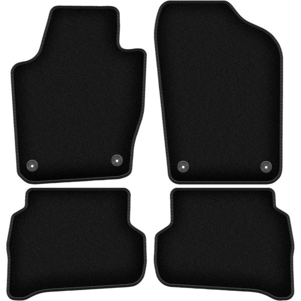 Tappetini In Velluto Per Volkswagen Polo V (2009-2017, Hatchback) Neri, Set 4 Pz, Con Fissaggi-image