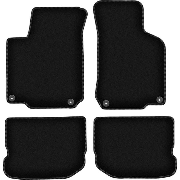 Tappetini In Velluto Per Volkswagen Golf Iv (1997-2003, Hatchback, Station Wagon, Variant) Neri, Set 4 Pz, Con Fissaggi-image