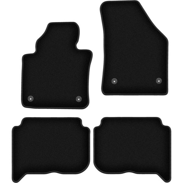 Tappetini In Velluto Per Volkswagen Touran I (2004-2010, Minivan) Neri, Set 4 Pz, Con Fissaggi-image
