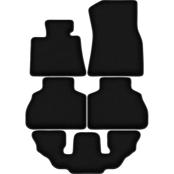 Tappetini In Velluto Per Bmw X7 G07 (2019-2022, 7 Posti) Neri, Set 5 Pz, Con Fissaggi-image
