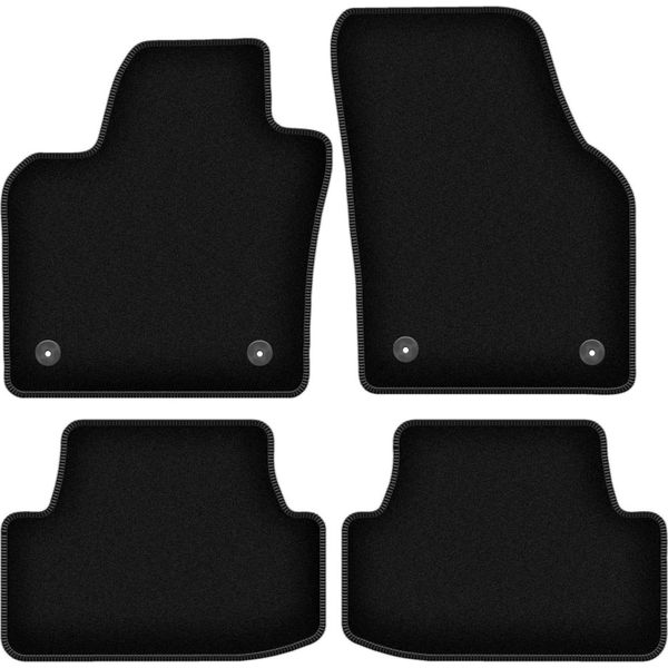 Tappetini In Velluto Per Volkswagen Polo Vi (2017-, Hatchback) Neri, Set 4 Pz, Con Fissaggi-image