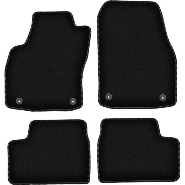 Tappetini In Velluto Per Opel Astra H (2003-2010, Berlina, Hatchback, Station Wagon, Twintop, Cabriolet, Coupé) Neri, Set 4 Pz, Con Fissaggi-image