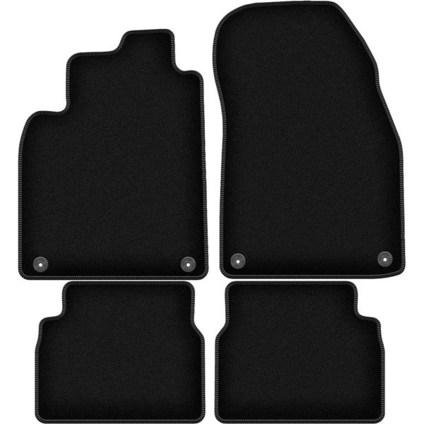 Tappetini In Velluto Per Saab 9-3 Ii Y3SF (2002-2014, Station Wagon, Berlina) Neri, Set 4 Pz, Con Fissaggi-image