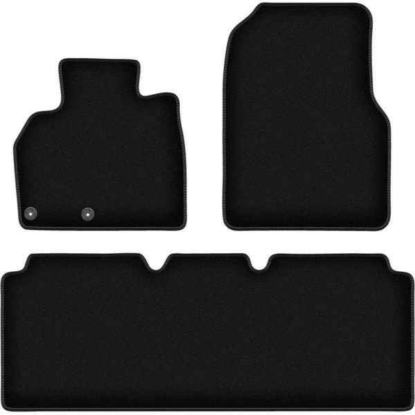 Tappetini In Velluto Per Renault Grand Espace Iv (2002-2014, Minivan) Neri, Set 3 Pz, Con Fissaggi-image