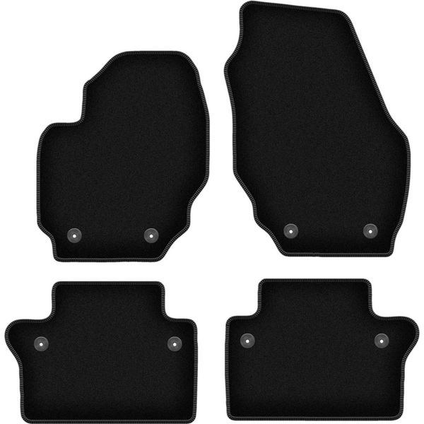 Tappetini In Velluto Per Volvo S80 Ii (2010-2017, Berlina) Neri, Set 4 Pz, Con Fissaggi-image