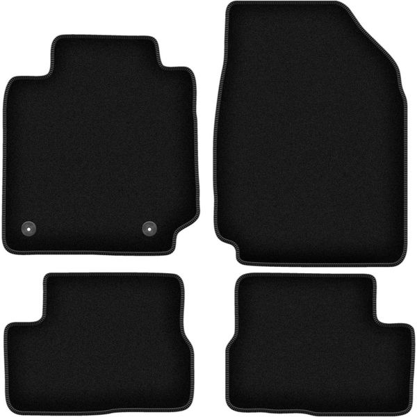 Tappetini In Velluto Per Nissan Micra K12 (2002-2010, Hatchback) Neri, Set 4 Pz, Con Fissaggi-image