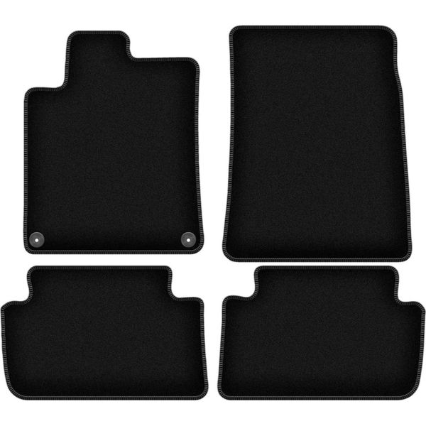 Tappetini In Velluto Per Citroen C5 I (2001-2008, Berlina, Station Wagon) Neri, Set 4 Pz, Con Fissaggi-image