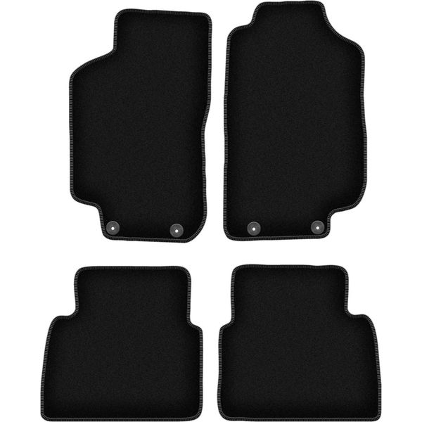 Tappetini In Velluto Per Saab 9-5 I Y3SE (1997-2005, Berlina, Station Wagon) Neri, Set 4 Pz, Con Fissaggi-image