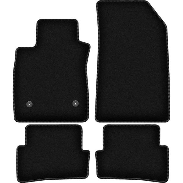 Tappetini In Velluto Per Renault Clio Iv (2013-, Grandtour, Station Wagon, Hatchback) Neri, Set 4 Pz, Con Fissaggi-image