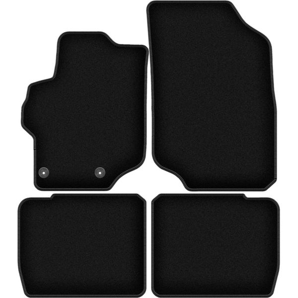 Tappetini In Velluto Per Citroen C-Elysee (2012-, Berlina) Neri, Set 4 Pz, Con Fissaggi-image