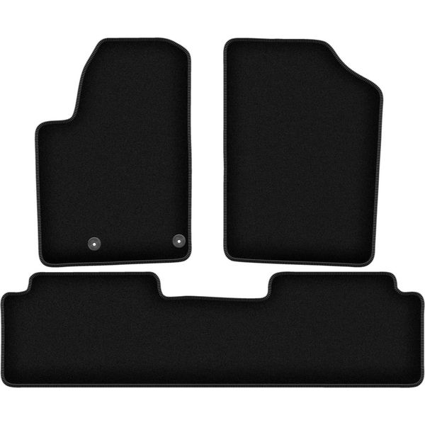Tappetini In Velluto Per Citroen Berlingo I (1996-2010, Furgoncino, Multispace) Neri, Set 3 Pz, Con Fissaggi-image