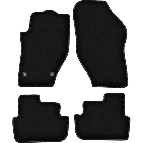 Tappetini In Velluto Per Peugeot 308 Cc (2007-2013, Cabriolet) Neri, Set 4 Pz, Con Fissaggi-image