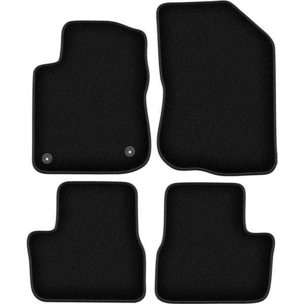 Tappetini In Velluto Per Peugeot 2008 I (2013-2019, Crossover) Neri, Set 4 Pz, Con Fissaggi-image