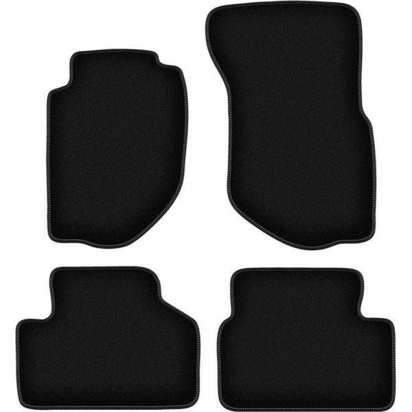 Tappetini In Velluto Per Volvo 740 / 760 (1984-1991, Berlina, Station Wagon) Neri, Set 4 Pz, Con Fissaggi-image