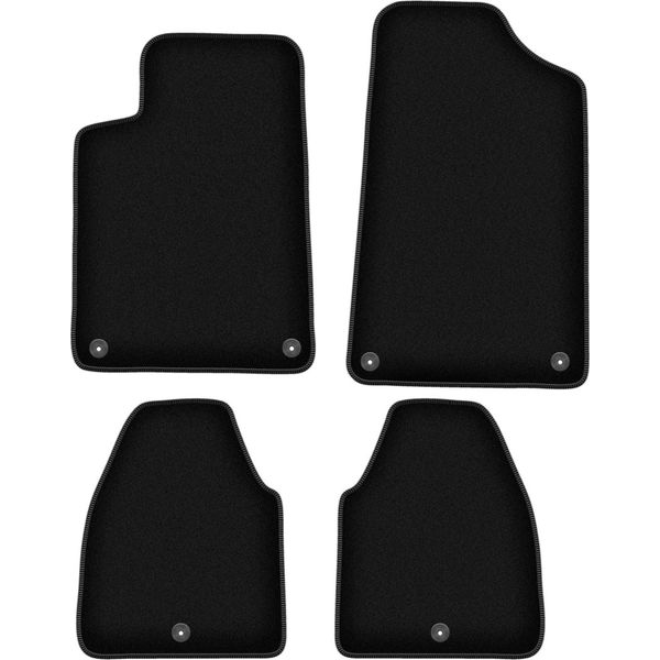 Tappetini In Velluto Per Peugeot 607 (1999-2010, Berlina) Neri, Set 4 Pz, Con Fissaggi-image
