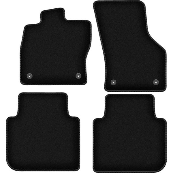 Tappetini In Velluto Per Volkswagen Arteon (2017-, Liftback, Shooting Brake) Neri, Set 4 Pz, Con Fissaggi-image