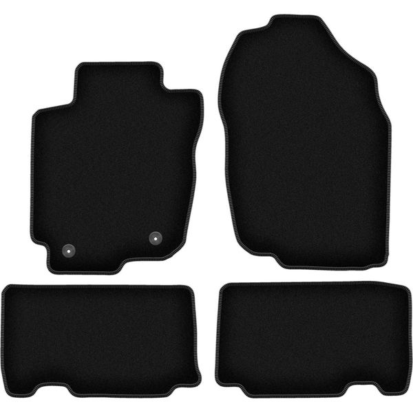 Tappetini In Velluto Per Toyota RAV4 Iv (2013-2019, Suv (Non Ibrida)) Neri, Set 4 Pz, Con Fissaggi-image