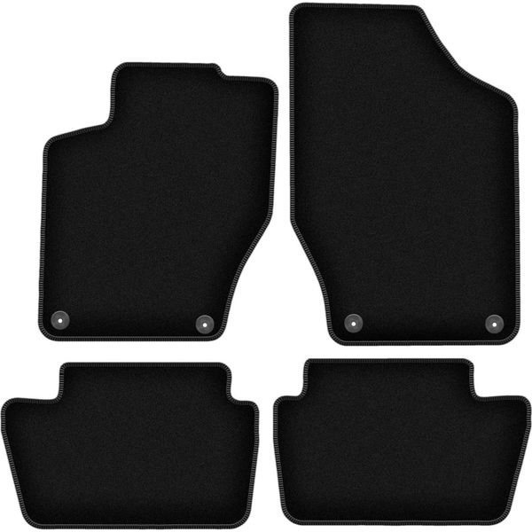 Tappetini In Velluto Per Peugeot 308 I (2007-2013, Hatchback, Station Wagon, Sw) Neri, Set 4 Pz, Con Fissaggi-image