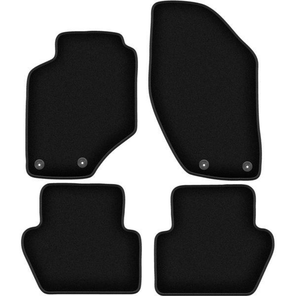 Tappetini In Velluto Per Volvo V70 I (1996-2000, Station Wagon) Neri, Set 4 Pz, Con Fissaggi-image