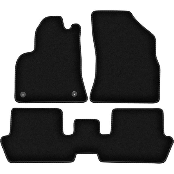 Tappetini In Velluto Per Peugeot 3008 I (2009-2016, Minivan) Neri, Set 3 Pz, Con Fissaggi-image