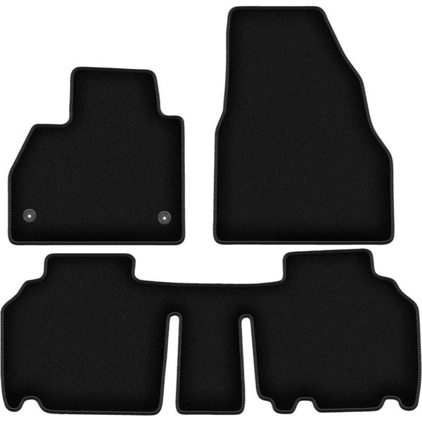 Tappetini In Velluto Per Renault Kangoo Ii (2013-, Furgoncino) Neri, Set 3 Pz, Con Fissaggi-image