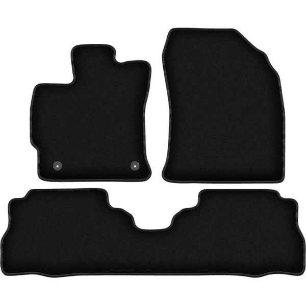 Tappetini In Velluto Per Toyota Prius Iii Plus (2011-2015, Hatchback) Neri, Set 3 Pz, Con Fissaggi-image