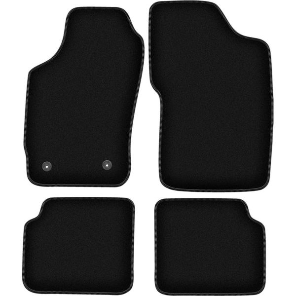 Tappetini In Velluto Per Peugeot 205 (1983-1998, Hatchback) Neri, Set 4 Pz, Con Fissaggi-image