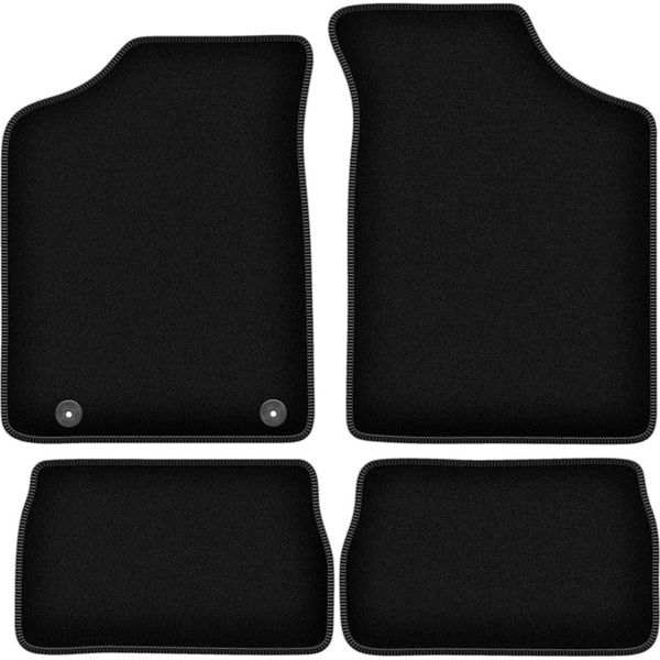 Tappetini In Velluto Per Peugeot 106 (1991-2003, Hatchback) Neri, Set 4 Pz, Con Fissaggi-image