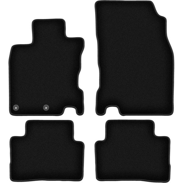 Tappetini In Velluto Per Nissan Qashqai Ii J11 (2013-, Crossover) Neri, Set 4 Pz, Con Fissaggi-image