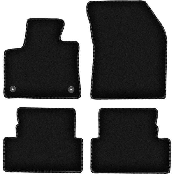 Tappetini In Velluto Per Peugeot 3008 Ii (2016-, Crossover) Neri, Set 4 Pz, Con Fissaggi-image