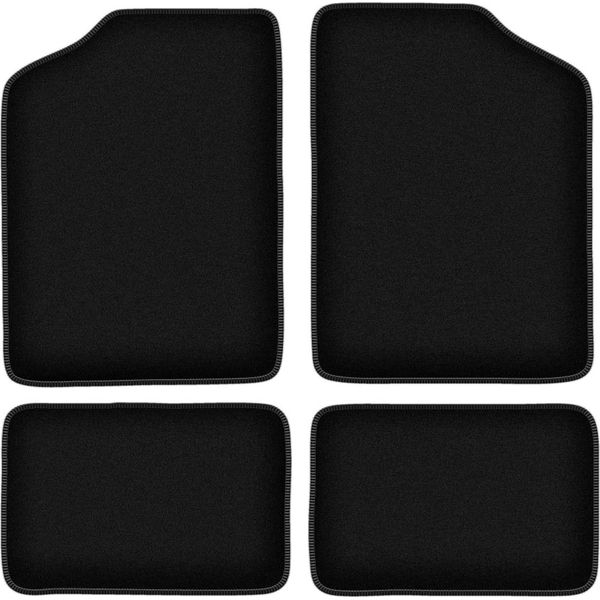 Tappetini In Velluto Per Renault 5 Ii (1986-1993, Hatchback) Neri, Set 4 Pz, Con Fissaggi-image