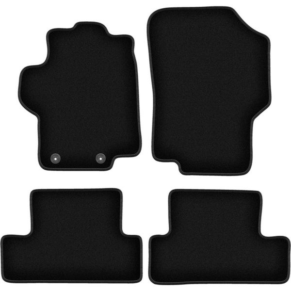 Tappetini In Velluto Per Peugeot 1007 (2004-2009, Minivan) Neri, Set 4 Pz, Con Fissaggi-image