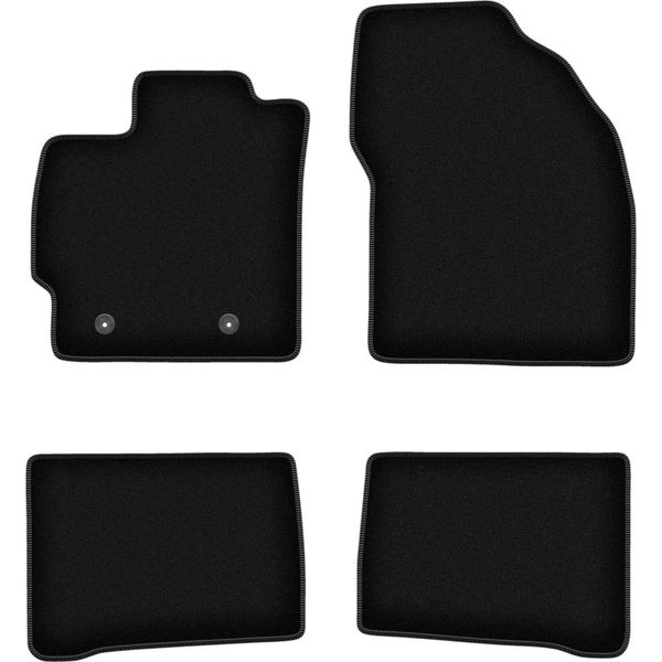 Tappetini In Velluto Per Toyota Prius Iii (2009-2011, Hatchback) Neri, Set 4 Pz, Con Fissaggi-image