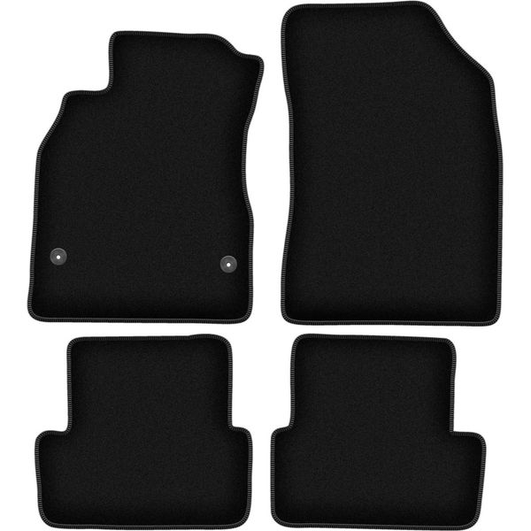 Tappetini In Velluto Per Renault Fluence (2009-2016, Berlina) Neri, Set 4 Pz, Con Fissaggi-image