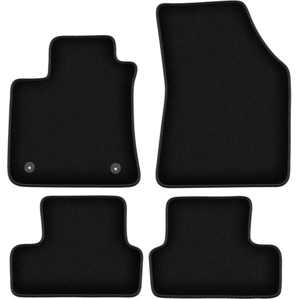 Tappetini In Velluto Per Renault Megane Iv (2015-, Grand-Coupé, Liftback, Station Wagon, Grandtour, Coupé, Gt) Neri, Set 4 Pz, Con Fissaggi-image