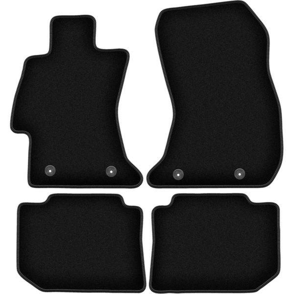Tappetini In Velluto Per Subaru Levorg (2014-, Station Wagon) Neri, Set 4 Pz, Con Fissaggi-image