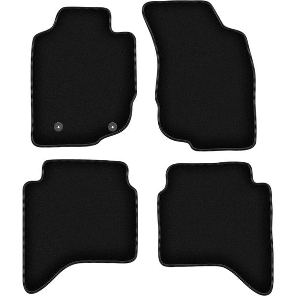 Tappetini In Velluto Per Toyota Hilux Vii N25 N2 (2006-2015, Pickup) Neri, Set 4 Pz, Con Fissaggi-image