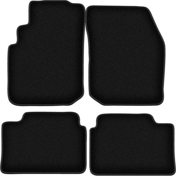 Tappetini In Velluto Per Nissan Primera P10 (1990-1998, Station Wagon, Liftback, Berlina) Neri, Set 4 Pz, Con Fissaggi-image