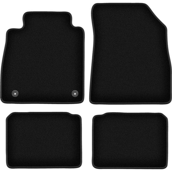 Tappetini In Velluto Per Nissan Micra K14 (2017-, Hatchback) Neri, Set 4 Pz, Con Fissaggi-image