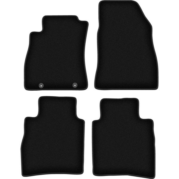 Tappetini In Velluto Per Nissan Pulsar C13 (2014-, Hatchback) Neri, Set 4 Pz, Con Fissaggi-image