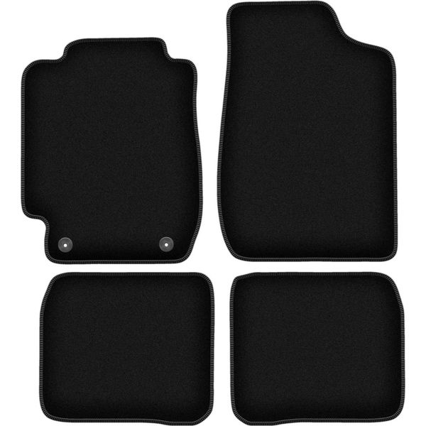 Tappetini In Velluto Per Toyota Corolla E10 (1992-1997, Hatchback, Station Wagon, Berlina) Neri, Set 4 Pz, Con Fissaggi-image