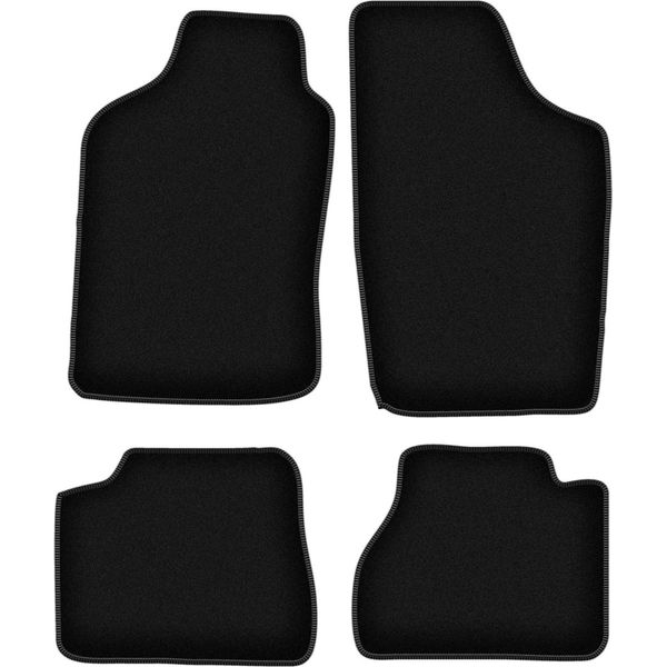 Tappetini In Velluto Per Nissan Micra K10 (1983-1991, Hatchback) Neri, Set 4 Pz, Con Fissaggi-image