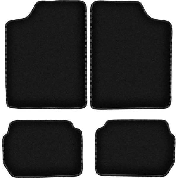 Tappetini In Velluto Per Suzuki Swift Ii (1988-2004, Hatchback, Berlina) Neri, Set 4 Pz, Con Fissaggi-image