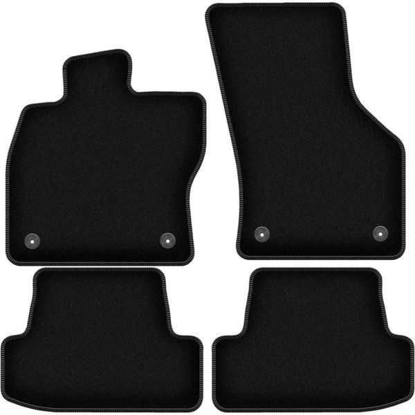 Tappetini In Velluto Per Seat Leon Iii (2012-2020, Hatchback, Station Wagon, Variant) Neri, Set 4 Pz, Con Fissaggi-image