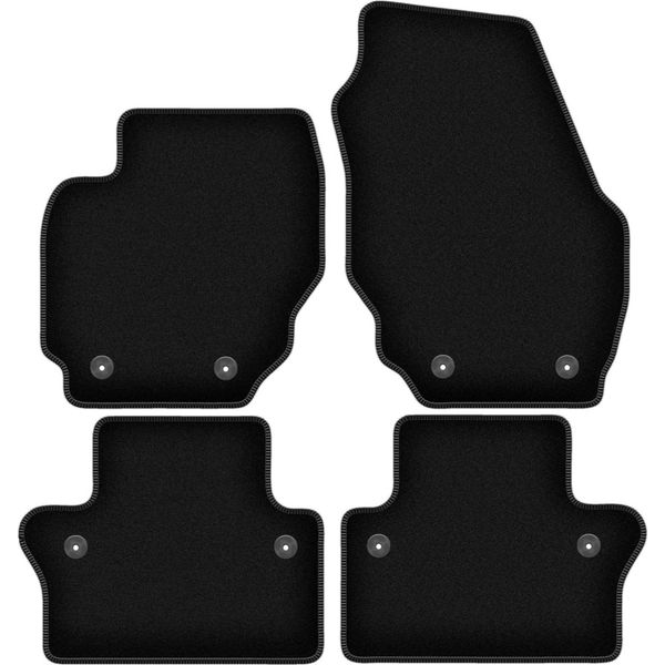 Tappetini In Velluto Per Volvo XC70 Iii (2007-2016, Station Wagon) Neri, Set 4 Pz, Con Fissaggi-image