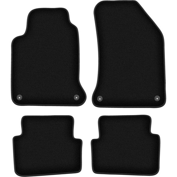 Tappetini In Velluto Per Renault Laguna Ii (2001-2007, Station Wagon, Liftback) Neri, Set 4 Pz, Con Fissaggi-image