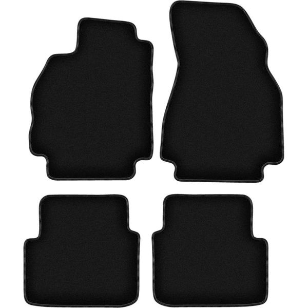 Tappetini In Velluto Per Renault Megane Ii (2002-2008, Station Wagon, Grandtour) Neri, Set 4 Pz, Con Fissaggi-image