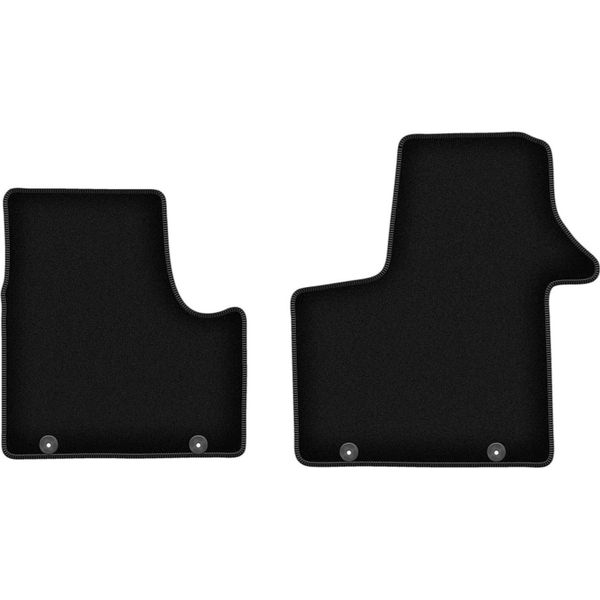 Tappetini In Velluto Per Renault Trafic Iii (2014-, Furgone) Neri, Set 2 Pz, Con Fissaggi-image