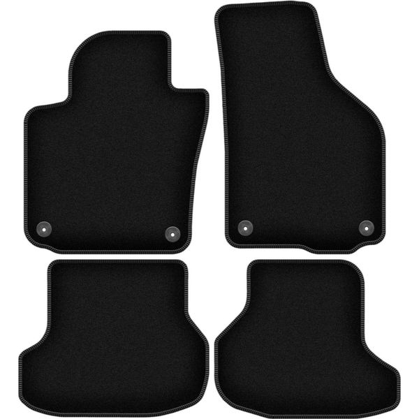 Tappetini In Velluto Per Volkswagen Golf Vi (2011-2016, Cabriolet) Neri, Set 4 Pz, Con Fissaggi-image